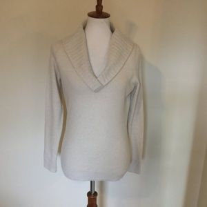Ann Taylor cream Cashmere Shawl Collared Sweater